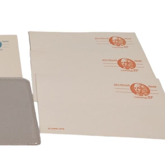 6 Vintage 1970s Pre-Paid Postage Hancock Samuel Adams Hanson Blank Postcards - Picture 2 of 6